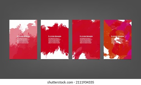 Conjunto de fondos de acuarela de vectores rojos para afiches, folletos o volantes, Conjunto de afiches de acuarela, volantes o tarjetas. Plantilla de banner.