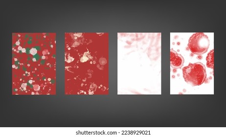 Set of red vector watercolor backgrounds for poster, brochure or flyer, Bundle of watercolor posters, flyers or cards. Banner template.