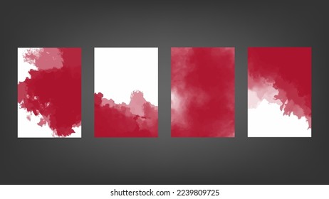 Set of red vector watercolor backgrounds for poster, brochure or flyer, Bundle of watercolor posters, flyers or cards. Banner template.