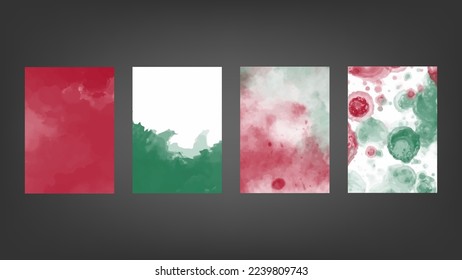 Set of red vector watercolor backgrounds for poster, brochure or flyer, Bundle of watercolor posters, flyers or cards. Banner template.