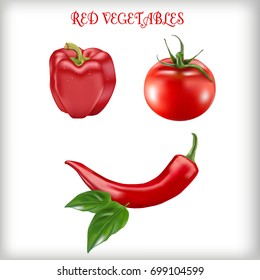 Set of red vegetables