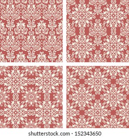 set of Red vintage seamless pattern for gift wrapping 