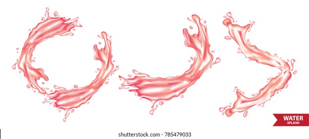 Set of red water , juice splash vector illustration