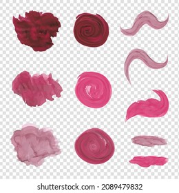 Set of red watercolor brushes. Vector graphics.
Abstract watercolor paints on transparent background png.