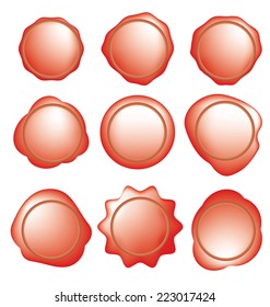 Set of red wax stamp template in vector.