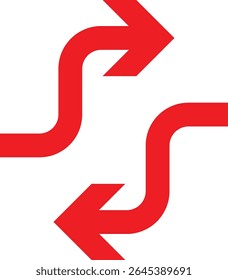 set of red way direction arrow symbol, way sign vector illustration.
