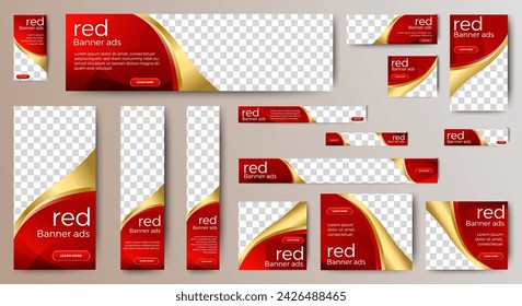 Conjunto de diseño de plantilla de banner publicitario Red Web. Conjunto de diseño web moderno con tamaño estándar. vector