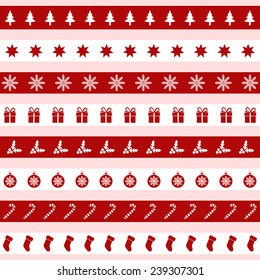 Set of red and white Christmas icons, vector illustration