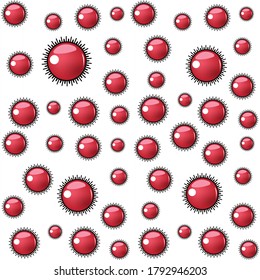 set of red and white circles on white