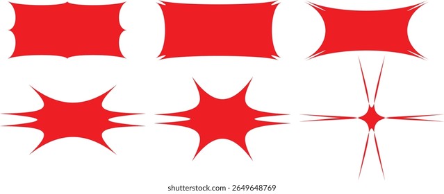 set of red and white fabric zigzag edge, silhouette scalloped frames et with scallop shape. Rectangle Square. Various. different sizes,	