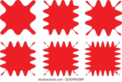 set of red and white fabric zigzag edge, silhouette scalloped frames et with scallop shape. Rectangle Square. Various. different sizes,	