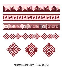 A set of red and white geometric designs 1. Vector illustration.