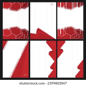 conjunto de diseños geométricos de afiches rojos y blancos. Resumen de fondo vectorial de alta tecnología
