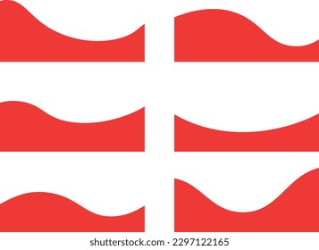 set of red and white ribbons. Set of red banners on a white background. Vector illustration in flat style.