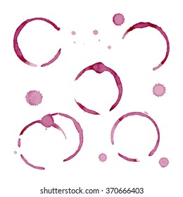 Set Of Red Wine Stain Vector Watercolor