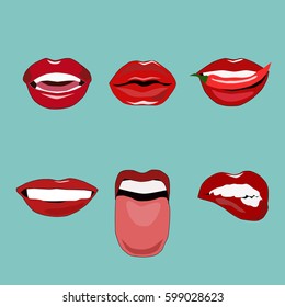 set of red woman's lips