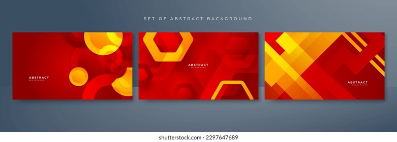 Set of red and yellow abstract background