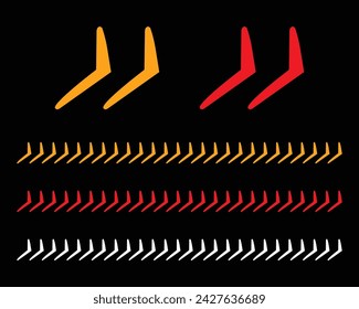 Set of red and yellow arrow signs, abstract arrow, chevron. Arrow Design, Striped direction, vector illustration