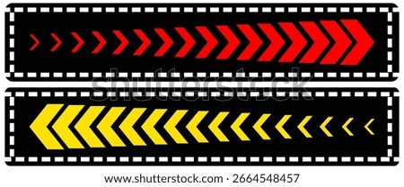 Set of red and yellow arrow signs abstract arrow chevron. Arrow Design Striped direction vector illustration
