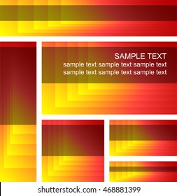 A set of red and yellow banner templates with space for your text. Vector illustration.