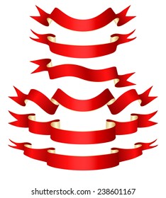 Set of red and yellow curved ribbons