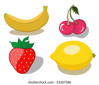 Set of red and yellow fruit