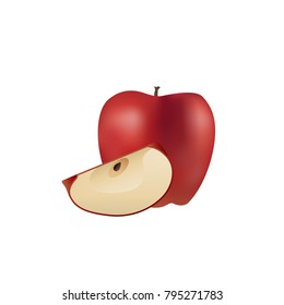 Set of red, yellow and green apples isolated on white background. Stock vector illustration