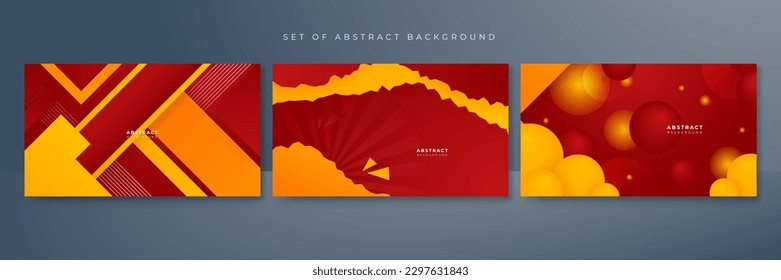 Set of red yellow and orange abstract background. Abstract background with modern trendy fresh color for presentation design, flyer, social media cover, web banner, tech banner