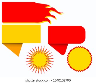 Set of Red and yellow tag or label discount template 