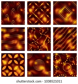 Set of reddish batik patterns