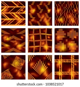 Set of reddish batik patterns