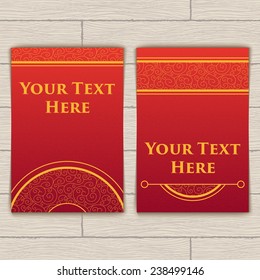Set of red-gold cards with intricate texture