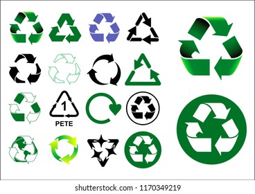 set of reduce reuse recycle element concept. easy to modify