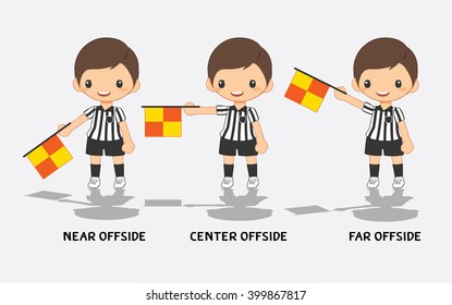 set of referee flag signals in soccer