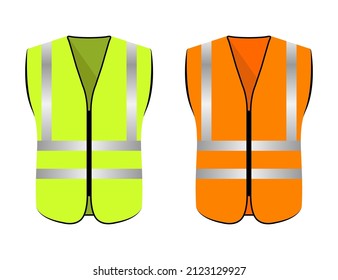 Set Reflective vest safety jacket illustration