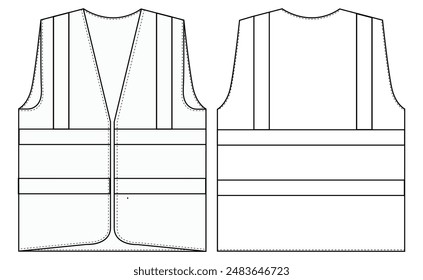 Set Reflective vest safety jacket illustration Outline icon and symbol of reflective vest and jacket for worker