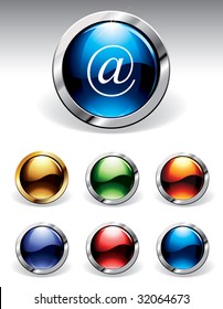 Set of reflective web buttons in six colors. Please visit my portfolio to find similar graphics.