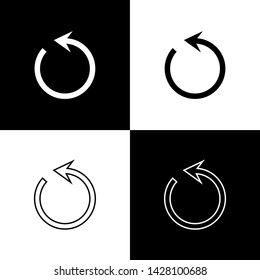 Set Refresh icon isolated on black and white background. Reload symbol. Rotation arrow in a circle sign.  Vector Illustration