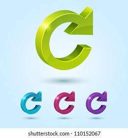 Set of refresh symbol isolated on blue background. This vector icon is fully editable.