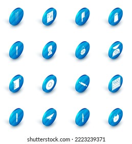 Set Refrigerator, Meat chopper, Salt and pepper, Spoon, Measuring cup, Blender, Scales and Ball tea strainer icon. Vector