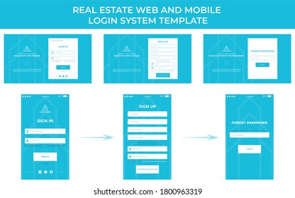 Set of register forms, login In forms and forgot password. Registration and login forms page. Professional web design, full set of elements. User-friendly design materials.