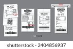 set of register sale receipt or cash receipt printed on white paper concept. eps vector 