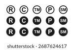 Set of registered trademark symbols. Copyright icon. Registered Trademark Icon.