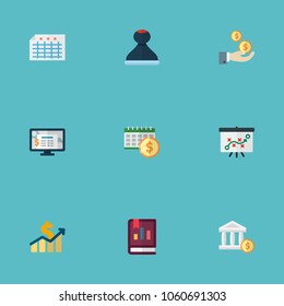 Set of registration icons flat style symbols with account, profit, dividends and other icons for your web mobile app logo design.