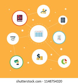 Set of registration icons flat style symbols with credit, annual report, asset and other icons for your web mobile app logo design.