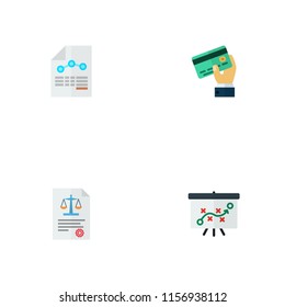 Set of registration icons flat style symbols with law, strategy, credit and other icons for your web mobile app logo design.