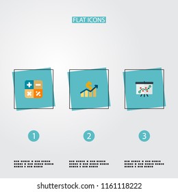 Set of registration icons flat style symbols with strategy, profit, math and other icons for your web mobile app logo design.