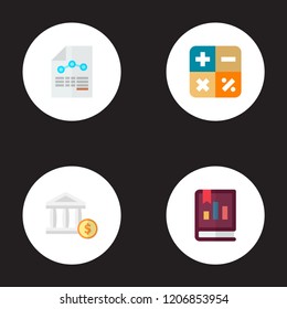 Set of registration icons flat style symbols with annual report, balance sheet, math and other icons for your web mobile app logo design.
