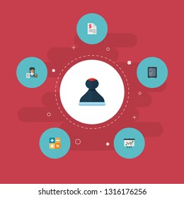 Set of registration icons flat style symbols with tax, strategy, math and other icons for your web mobile app logo design.