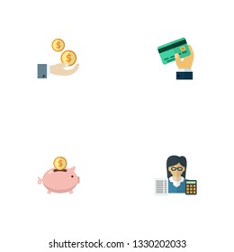 Set of registration icons flat style symbols with net income, accountant, accumulation and other icons for your web mobile app logo design.